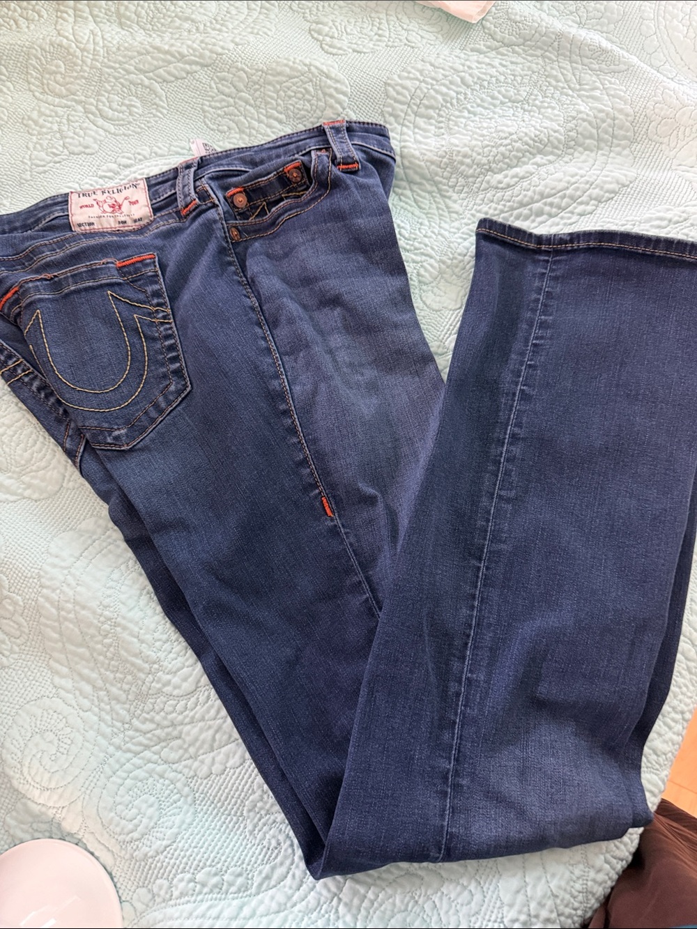 True Religion Women's Indigo Bootcut Jeans with Contrast Stitching